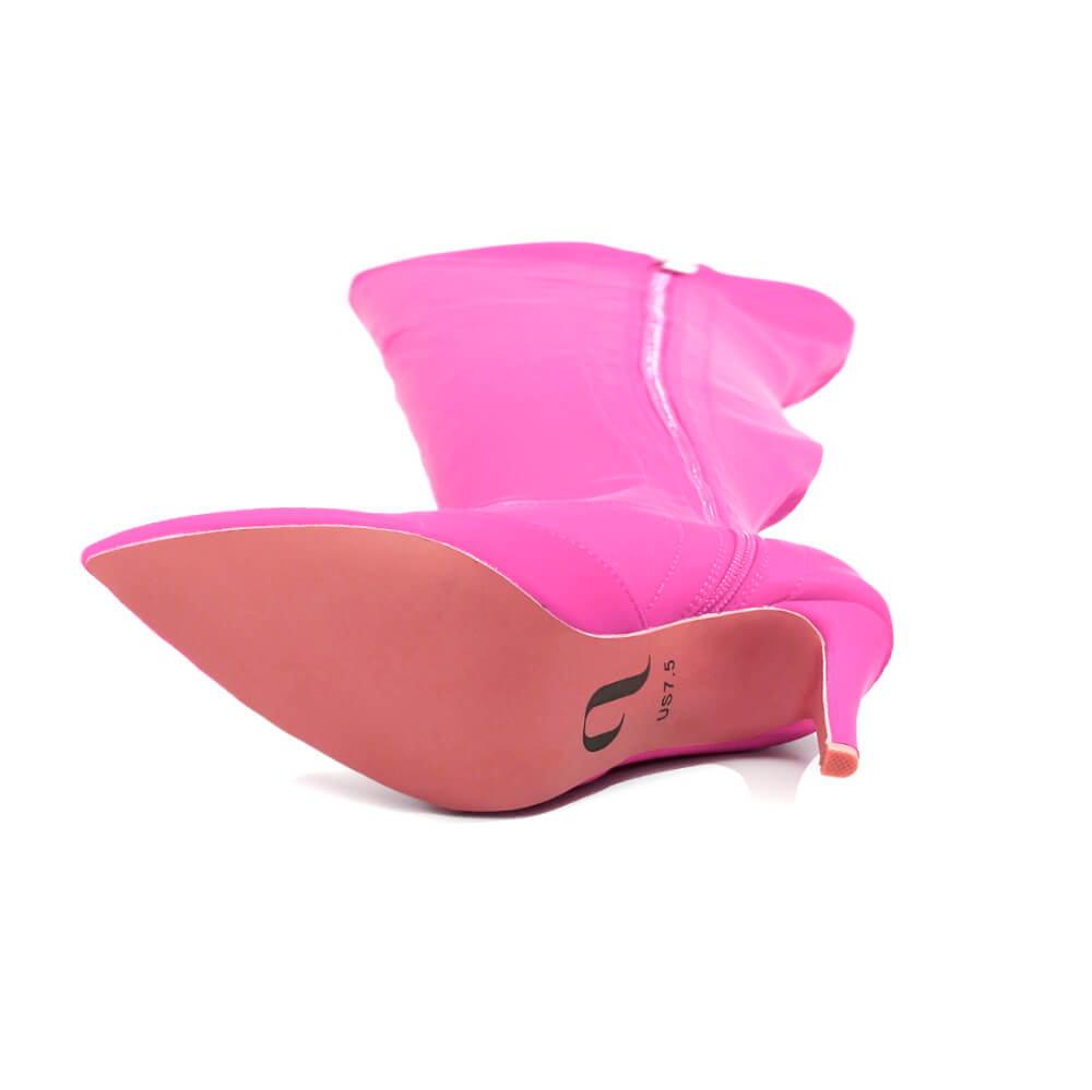 Skye Size Inclusive - Hot Pink Lycra - Street Sole - Thigh Variant Five