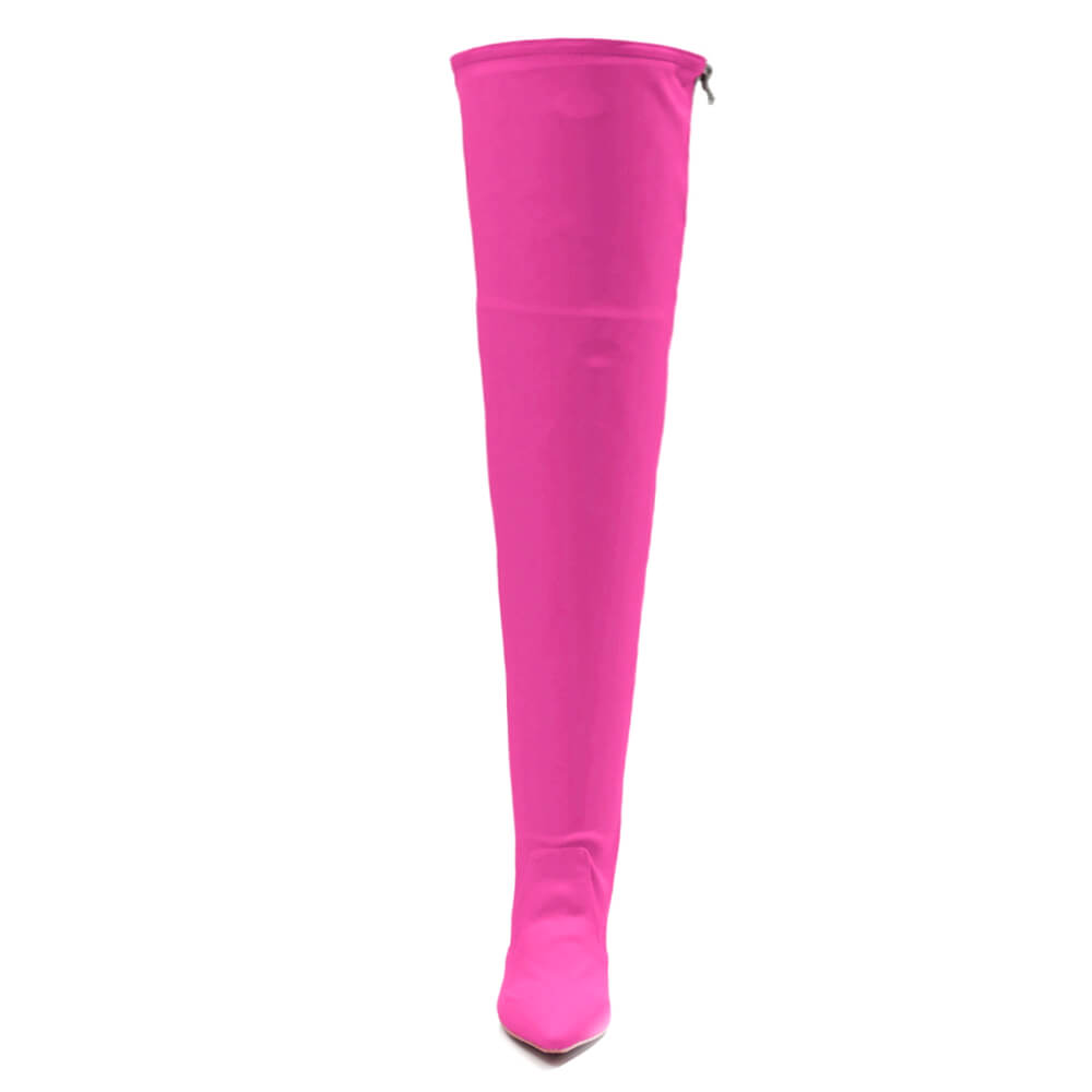 Skye Size Inclusive - Hot Pink Lycra - Street Sole - Thigh Variant Six