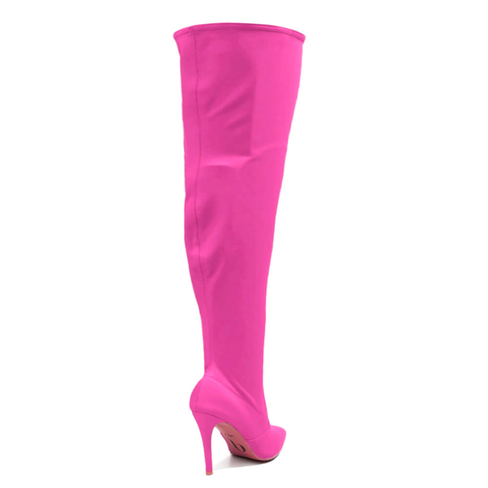Skye Size Inclusive - Hot Pink Lycra - Street Sole - Thigh Variant Six