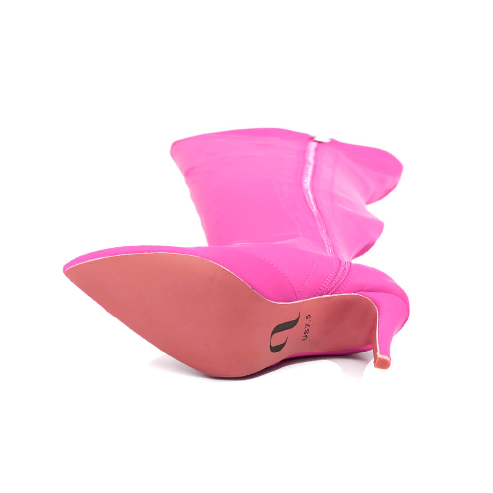 Skye Size Inclusive - Hot Pink Lycra - Street Sole - Thigh Variant Six