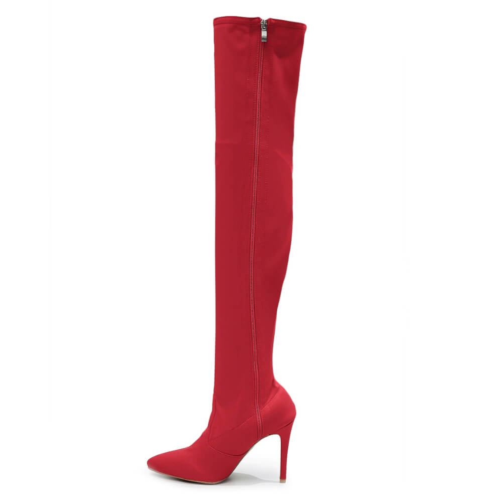 Skye Size Inclusive - Red Lycra - Street Sole - Thigh Variant Zero