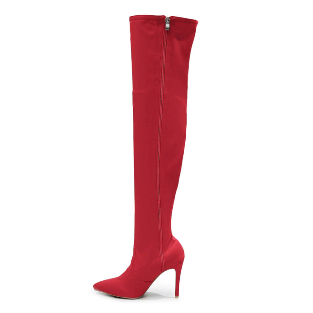 Skye Size Inclusive - Red Lycra - Street Sole - Thigh Variant One