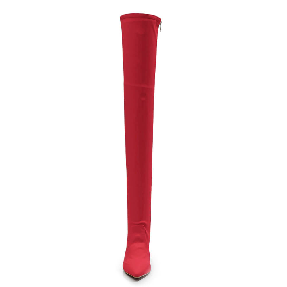 Skye Size Inclusive - Red Lycra - Street Sole - Thigh Variant One