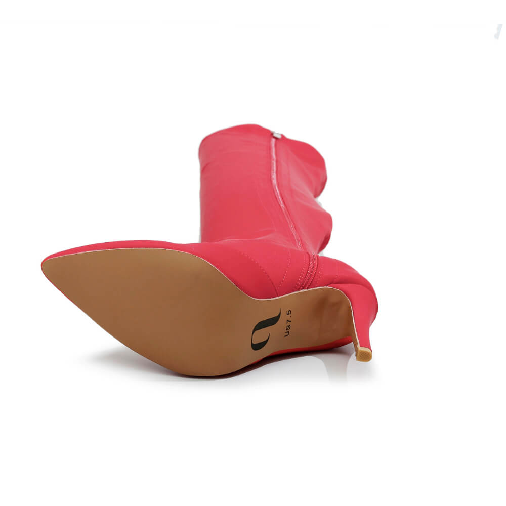 Skye Size Inclusive - Red Lycra - Street Sole - Thigh Variant One