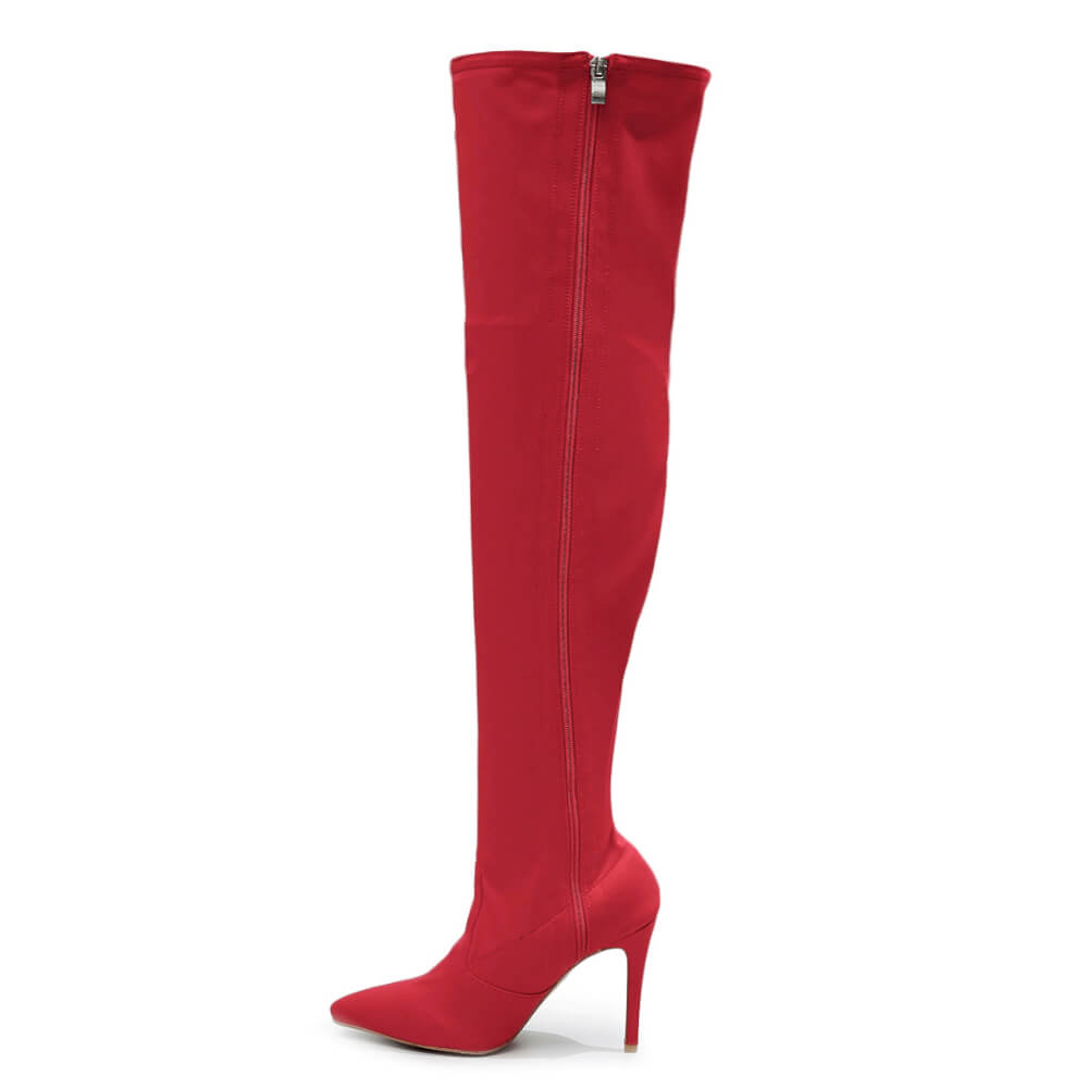 Skye Size Inclusive - Red Lycra - Street Sole - Thigh Variant Two