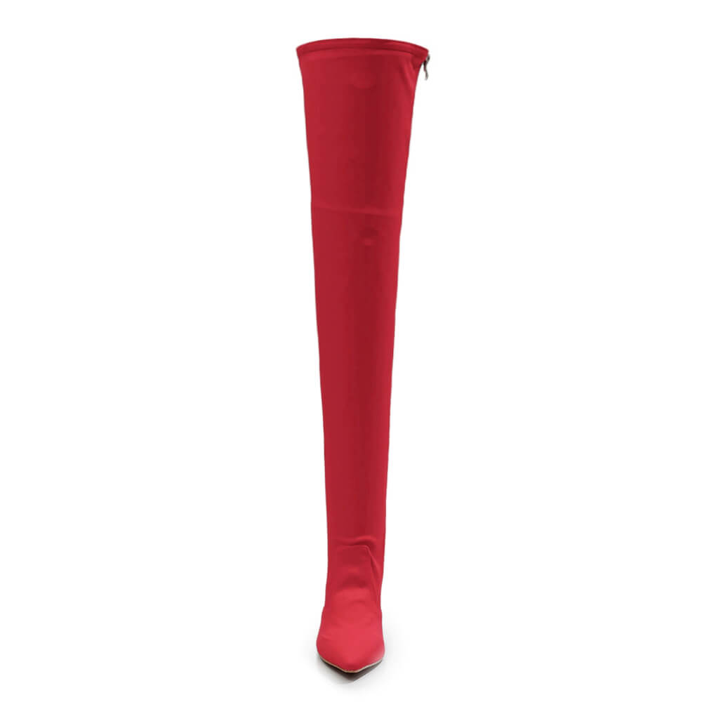 Skye Size Inclusive - Red Lycra - Street Sole - Thigh Variant Two