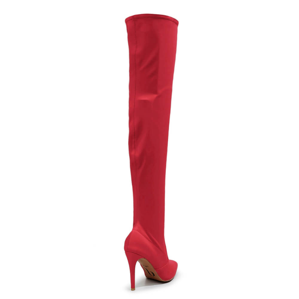 Skye Size Inclusive - Red Lycra - Street Sole - Thigh Variant Two