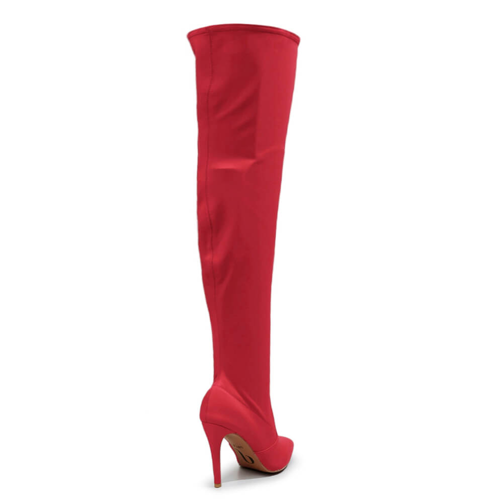 Skye Size Inclusive - Red Lycra - Street Sole - Thigh Variant Three