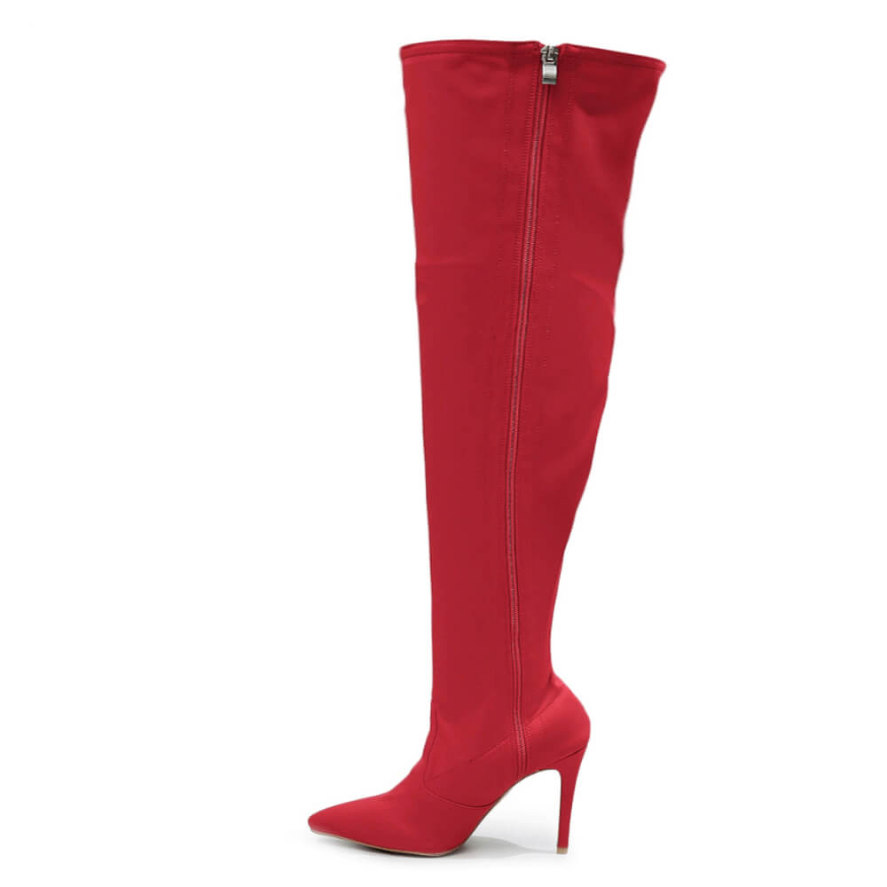 Skye Size Inclusive - Red Lycra - Street Sole - Thigh Variant Four
