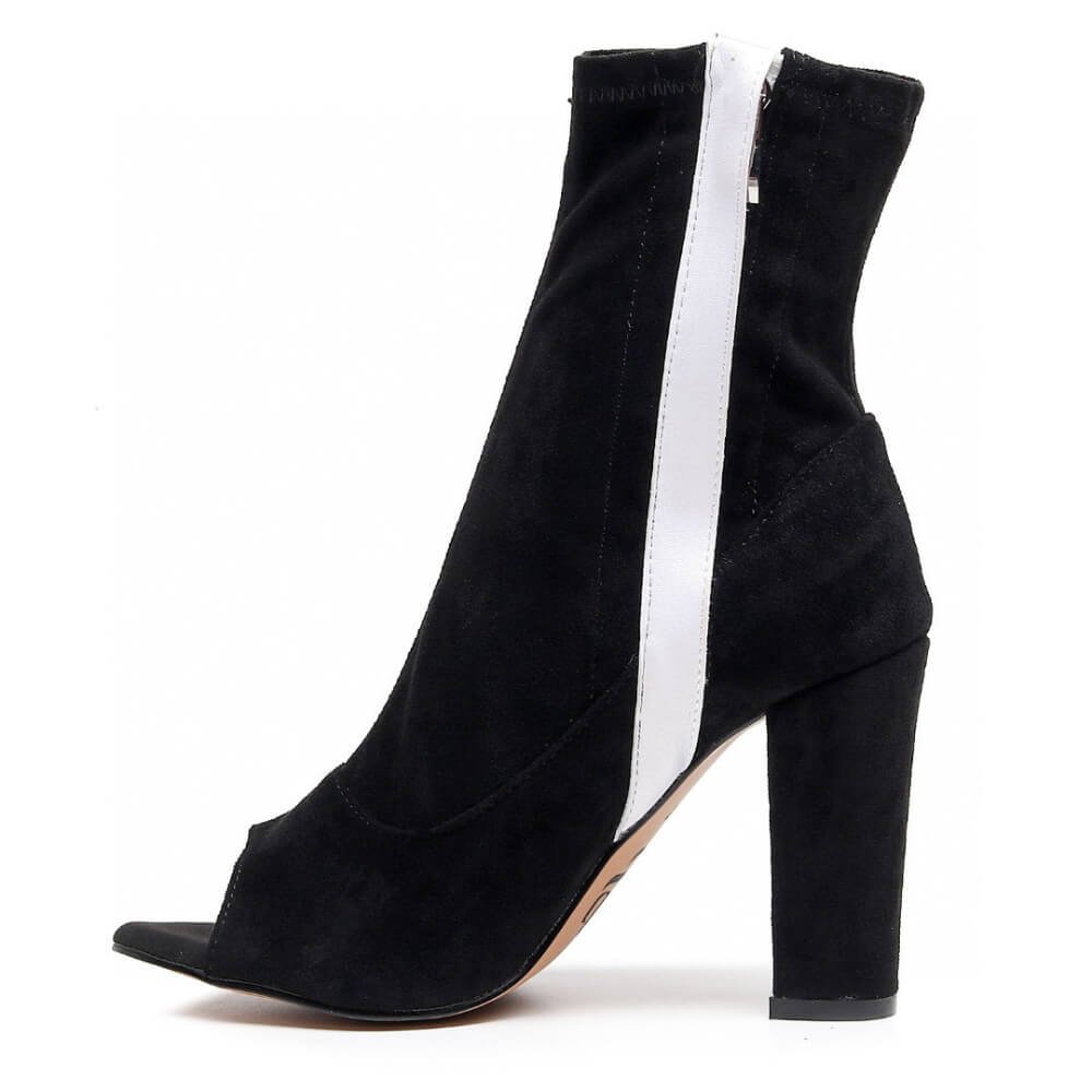 Speechless Ankle Bootie - Black Vegan Stretch Suede - Street Sole