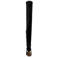 Speechless Thigh High - Black Vegan Stretch Suede - Street Sole