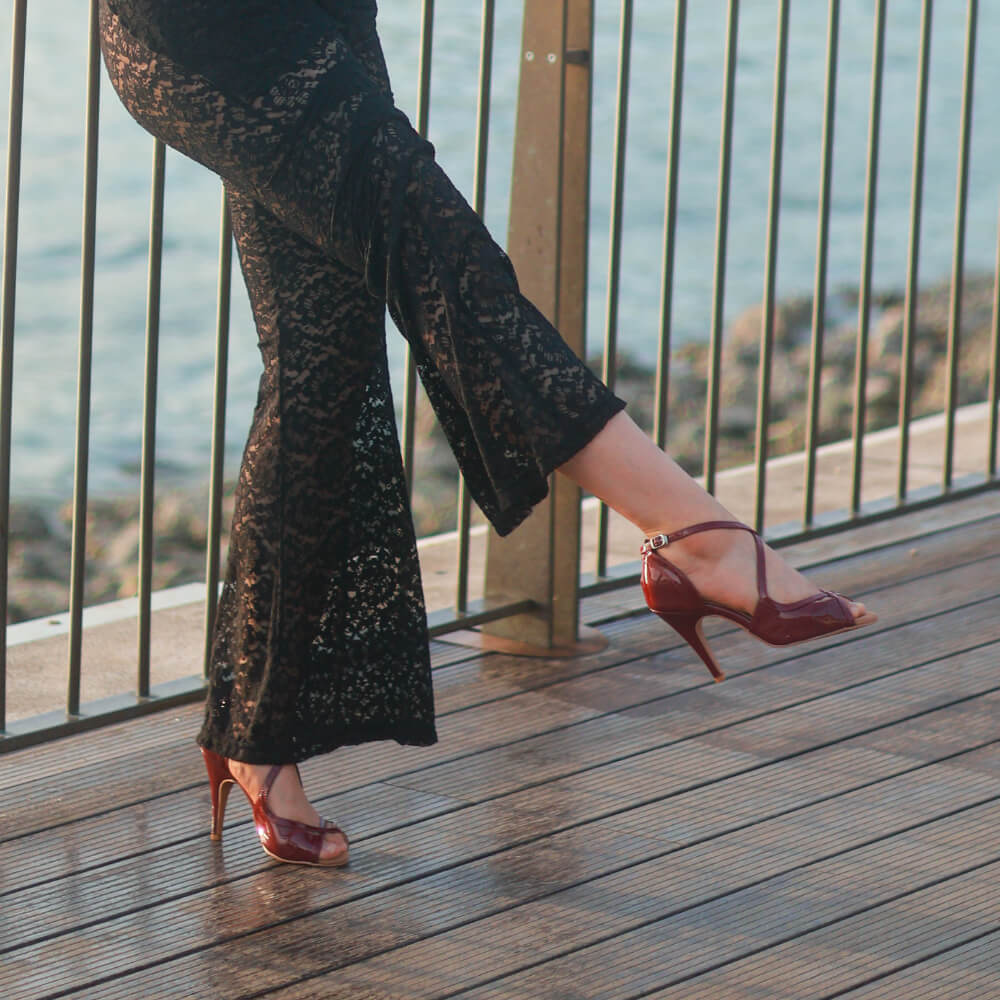 Starlette - Burgundy Vegan Patent  - Street Sole