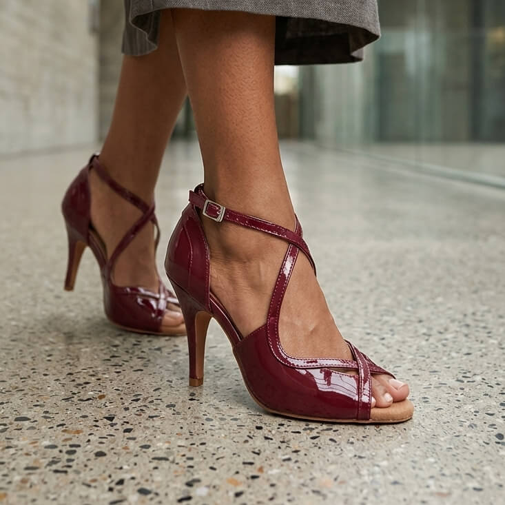 Starlette - Burgundy Vegan Patent  - Suede Sole