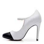 Tabby - White and Black Vegan Leather - Street Sole