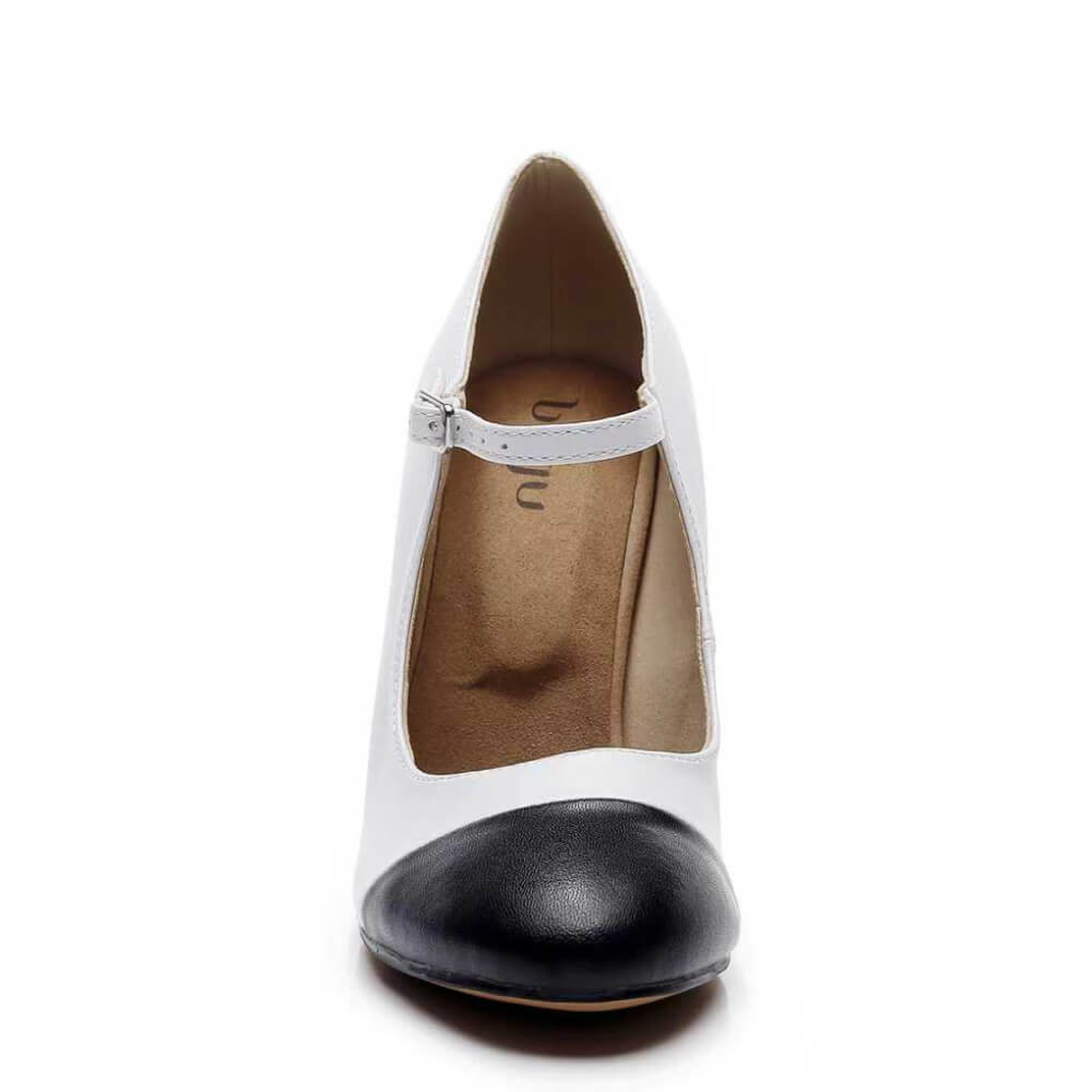 Tabby - White and Black Vegan Leather - Street Sole