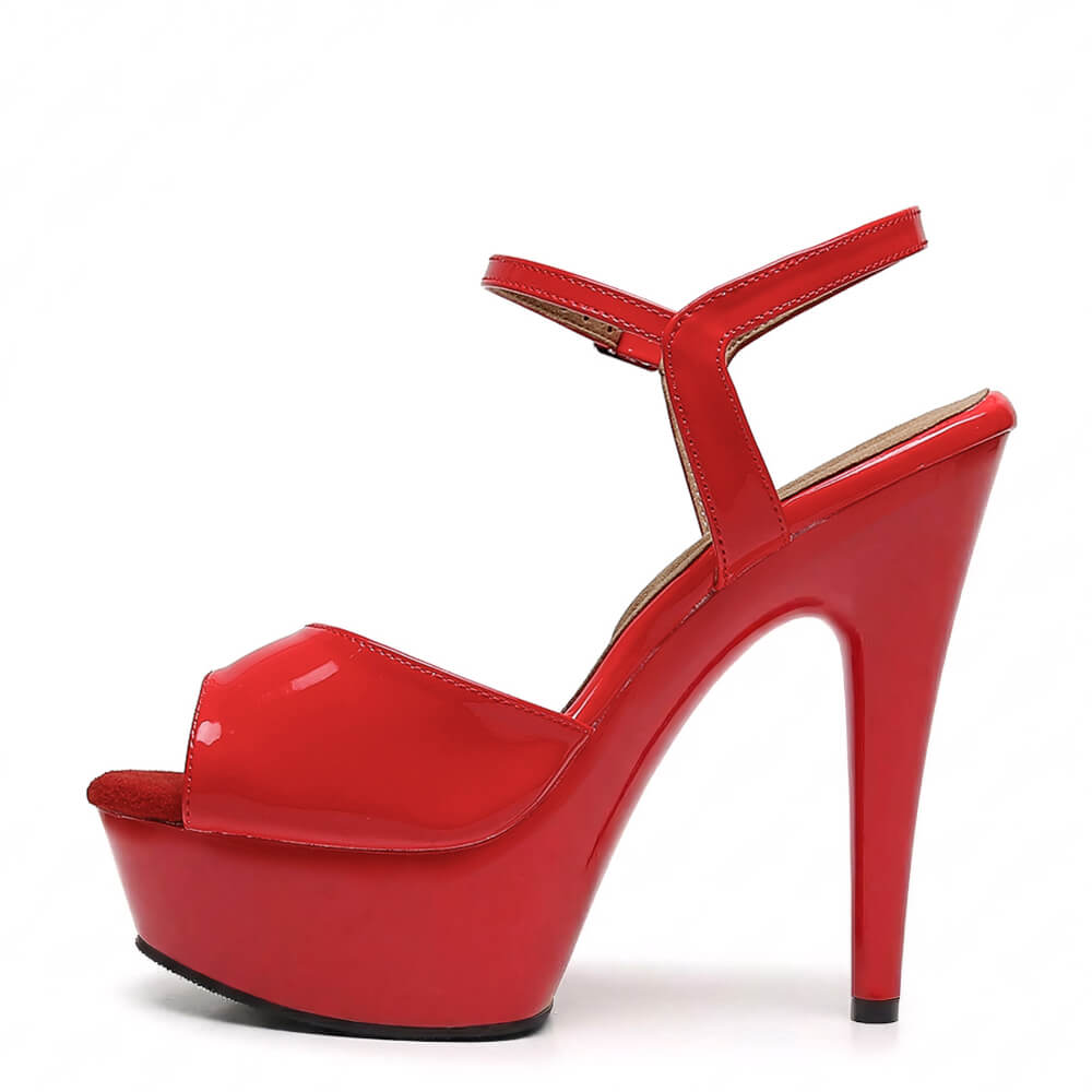 Tate - Red Vegan Patent - Street Sole