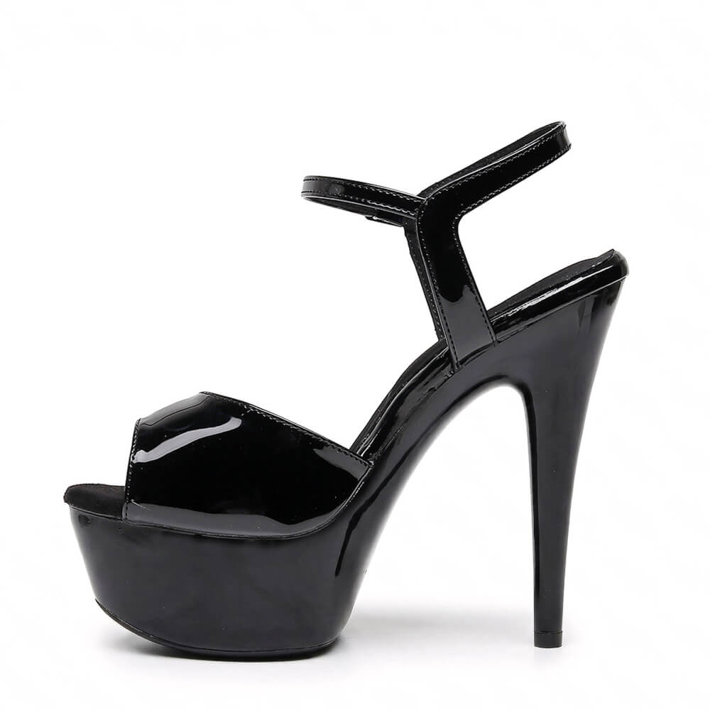 Tate - Black Wet Look - Street Sole