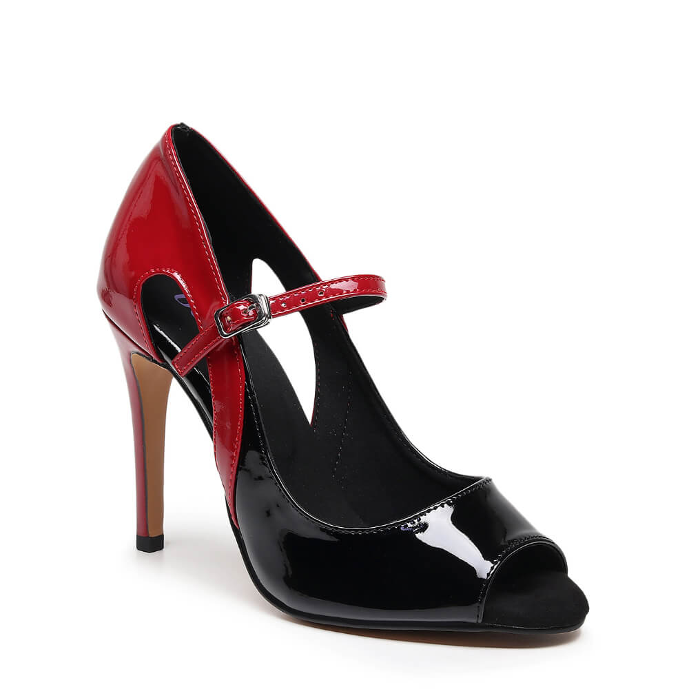 Tatti - Black and Burgundy Vegan Patent - Street Sole 4 / 3.5 Stiletto Tatti - Black and Burgundy Vegan Patent - Street Sole 4 / 3.5 Stiletto