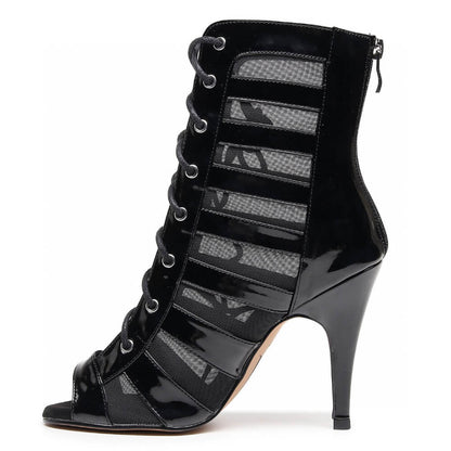 Tempest - Black Vegan Leather - Suede Sole - Dance Floor Only