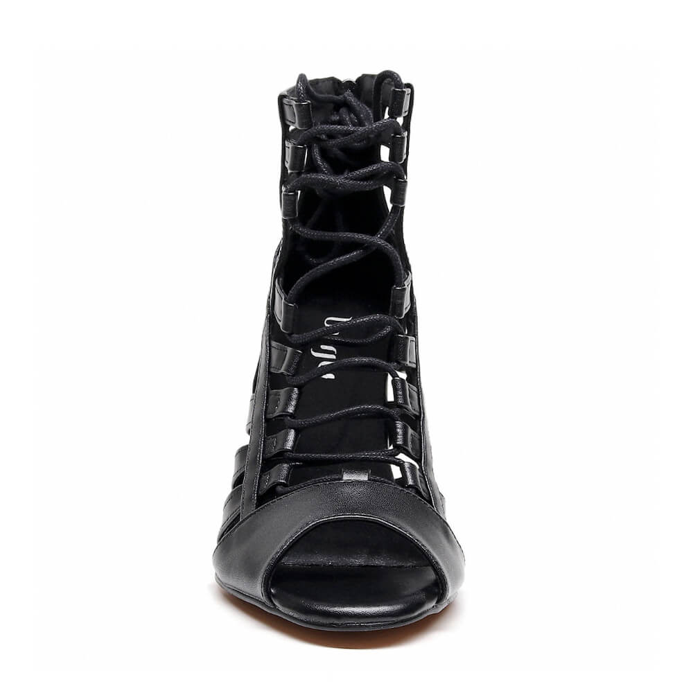 Tiyah Wide Fit - Black Vegan Leather   - Street Sole