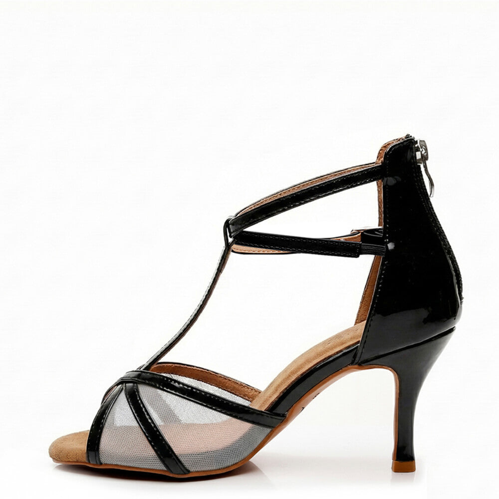 Tylar - Black Vegan Patent  - Suede Sole