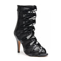 Vikky - Black Vegan Leather - Suede Sole - Dance Floor Only