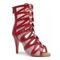 Vikky - Red Vegan Leather - Suede Sole - Dance Floor Only