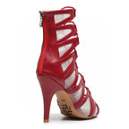 Vikky - Red Vegan Leather - Suede Sole - Dance Floor Only