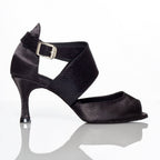 Jorjet - Black Satin - Suede Sole - Dance Floor Only