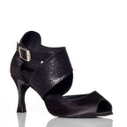 Jorjet - Black Satin - Suede Sole - Dance Floor Only