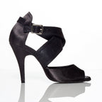 Jorjet - Black Satin - Suede Sole - Dance Floor Only