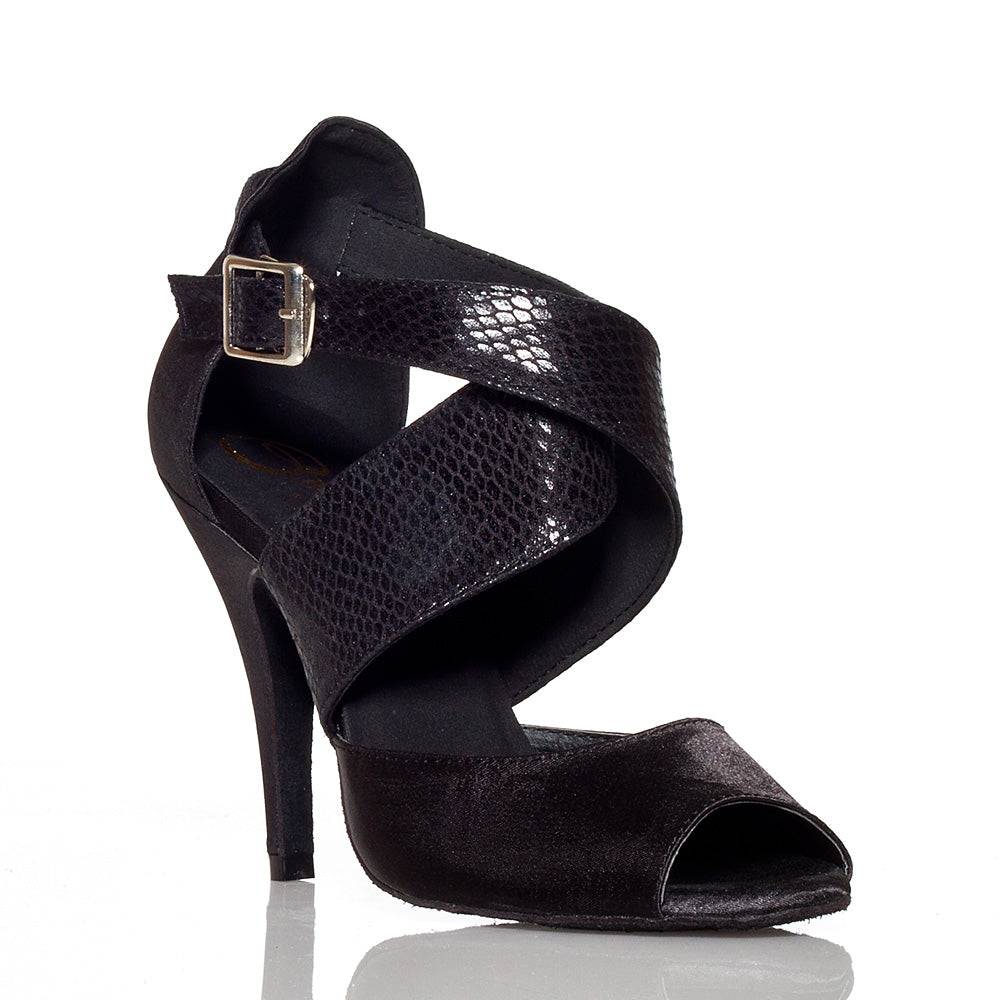 Jorjet - Black Satin - Suede Sole - Dance Floor Only