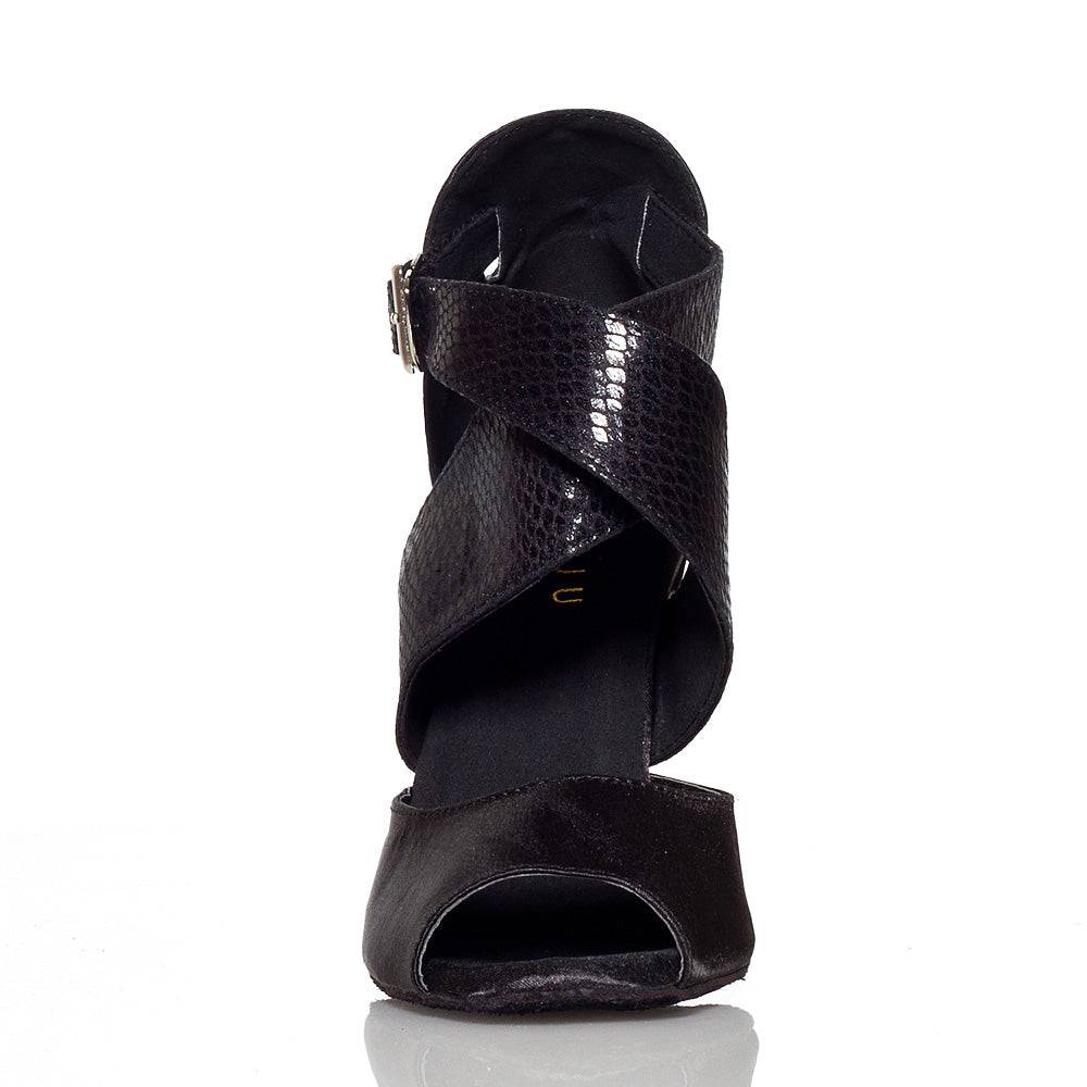 Jorjet - Black Satin - Suede Sole - Dance Floor Only