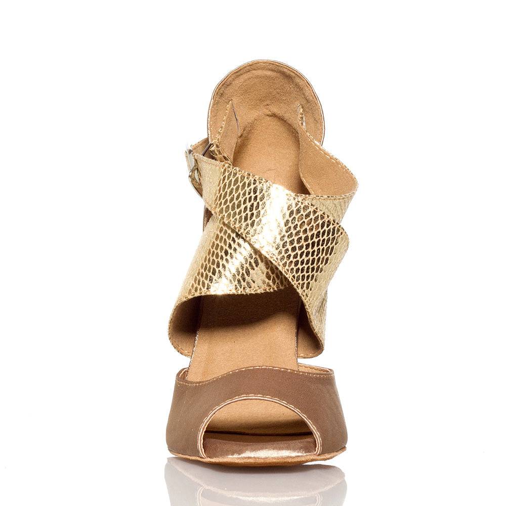 Jorjet - Medium Tan satin - Suede Sole - Dance Floor Only