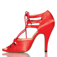 Alemana - Red Satin - Suede Sole - Dance Floor Only