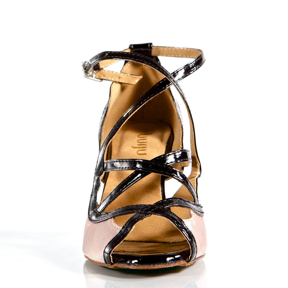 Arlette - Light Tan Satin - Suede Sole - Dance Floor Only