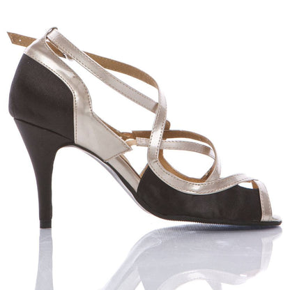 Arlette - Black Satin - Suede Sole - Dance Floor Only