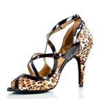 Arlette - Leopard Satin - Suede Sole - Dance Floor Only