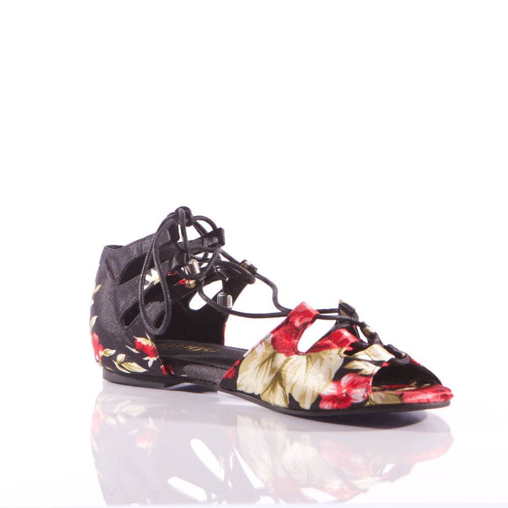 Legato - Black Floral Satin - Street Sole