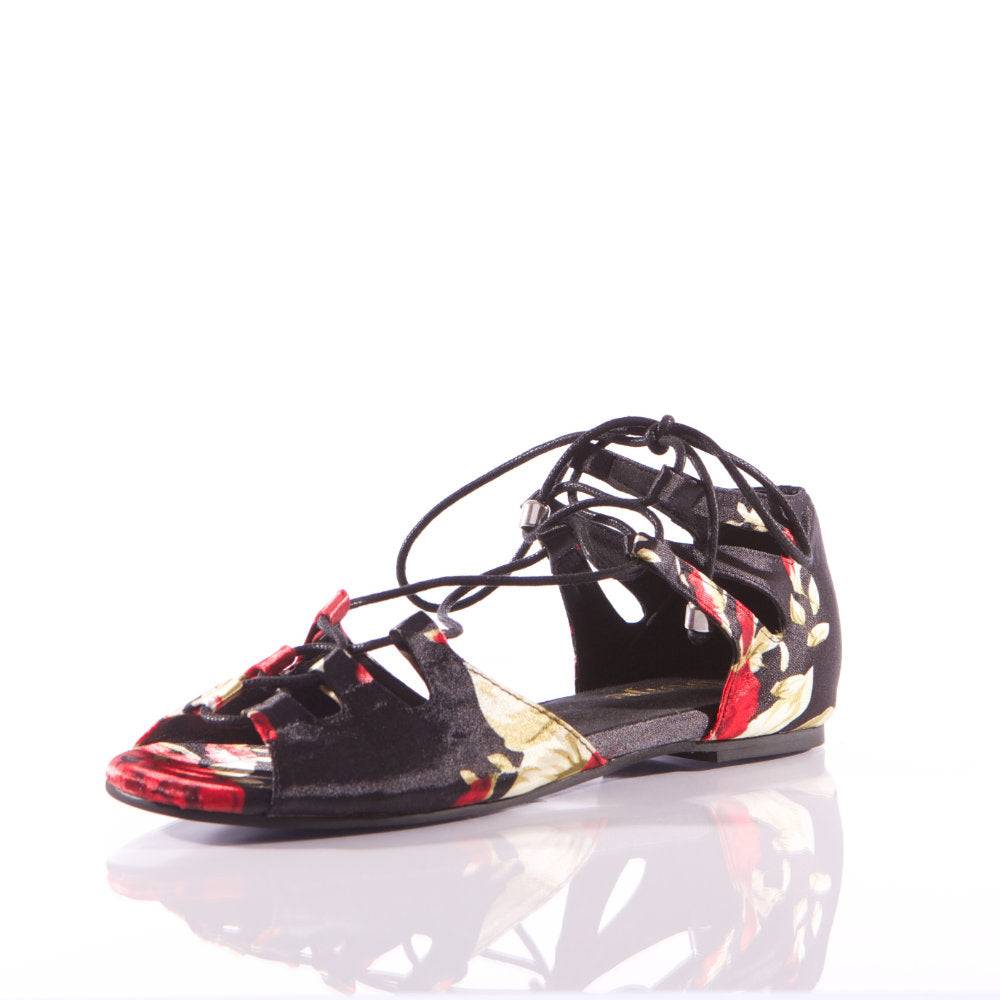 Legato - Black Floral Satin - Street Sole