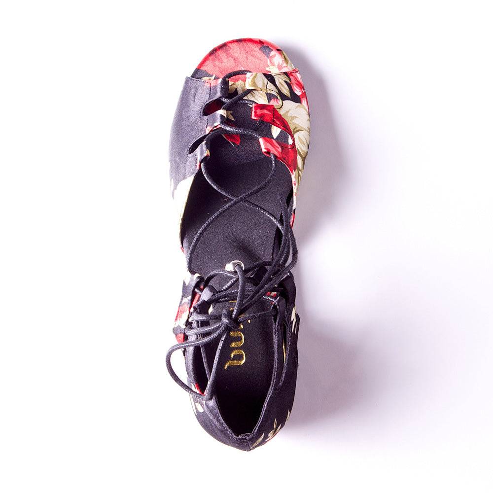 Legato - Black Floral Satin - Street Sole