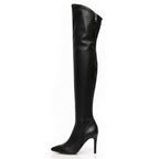 Whitneyy - Black Vegan Stretch Leather - Street Sole - Thigh Variant Zero