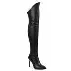 Whitneyy - Black Vegan Stretch Leather - Street Sole - Thigh Variant One