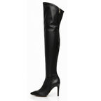 Whitneyy - Black Vegan Stretch Leather - Street Sole - Thigh Variant One