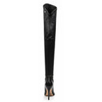 Whitneyy - Black Vegan Stretch Leather - Street Sole - Thigh Variant One