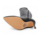 Whitneyy - Black Vegan Stretch Leather - Street Sole - Thigh Variant One