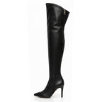 Whitneyy - Black Vegan Stretch Leather - Street Sole - Thigh Variant Two