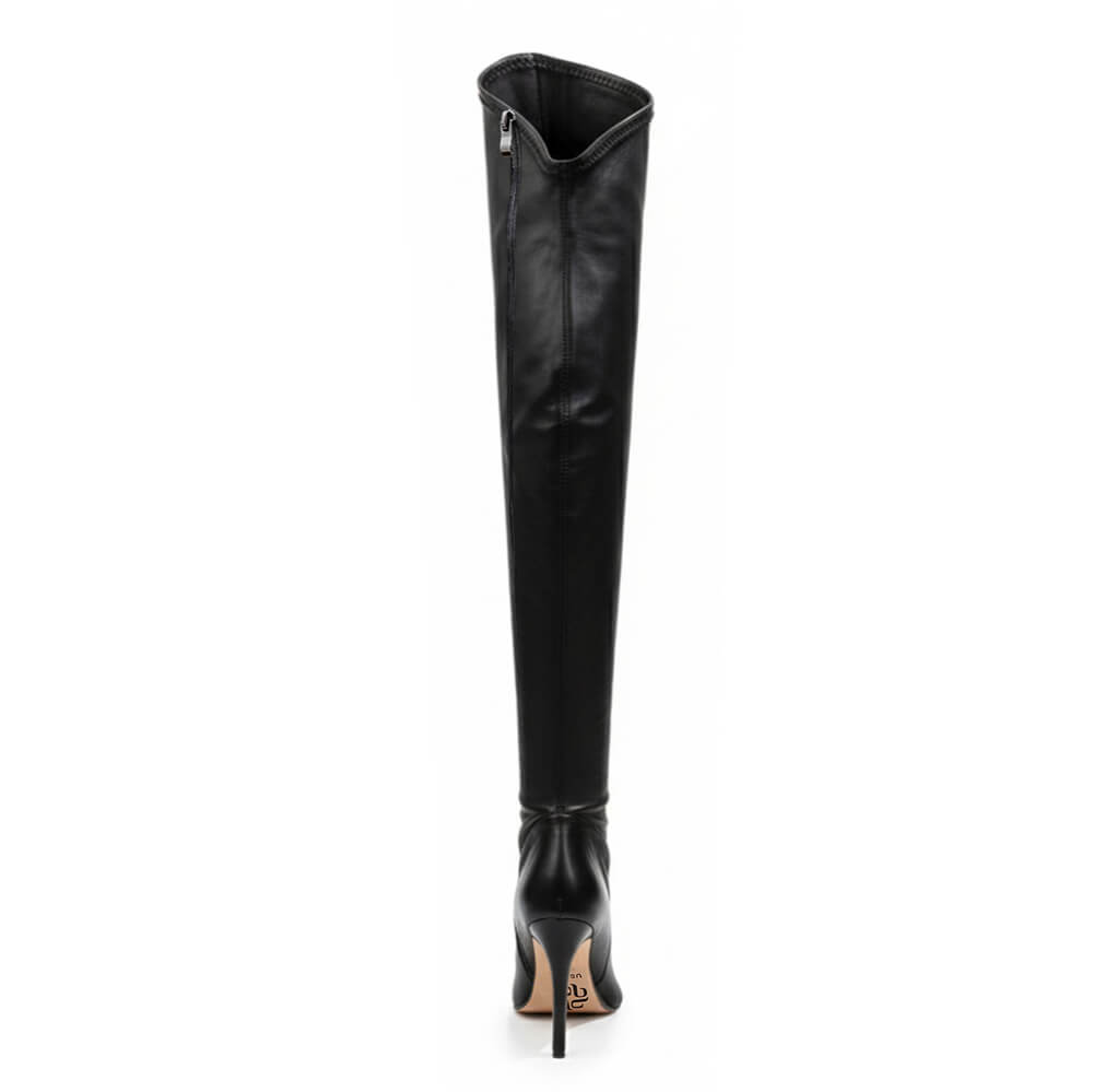 Whitneyy - Black Vegan Stretch Leather - Street Sole - Thigh Variant Two