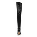 Whitneyy - Black Vegan Stretch Leather - Street Sole - Thigh Variant Two