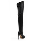 Whitneyy - Black Vegan Stretch Leather - Street Sole - Thigh Variant Two